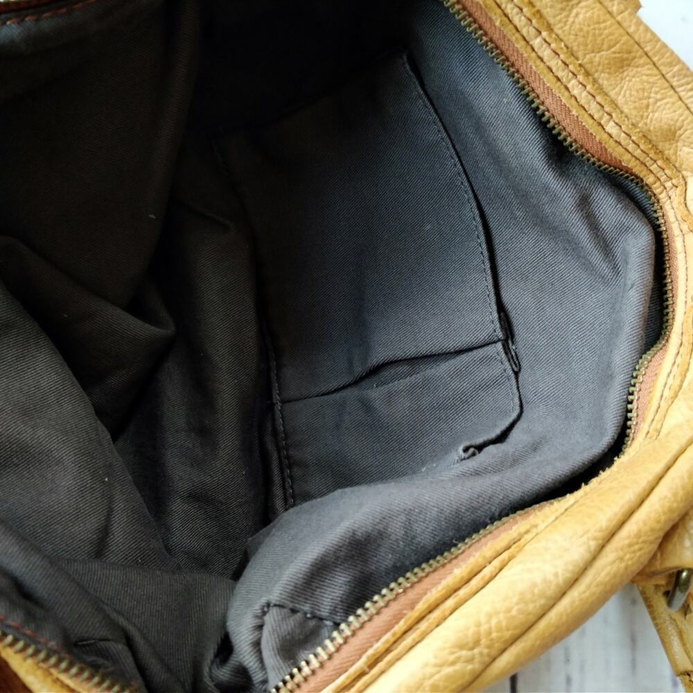 SCHULER AND SONS PHILADELPHIA Leather Canvas Purse Tan Brown Medium - Picture 7 of 8